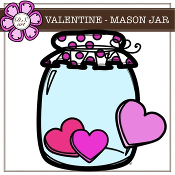 Preview of VALENTINE - MASON JAR digital clipart (color and black&white)