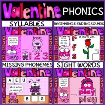 Preview of VALENTINE PHONOLOGICAL AWARENESS PACK!!! 5 Different Activities!!! Phonics!!!