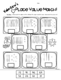 VALENTINE Place Value Matching Worksheets - Ones/Tens and 