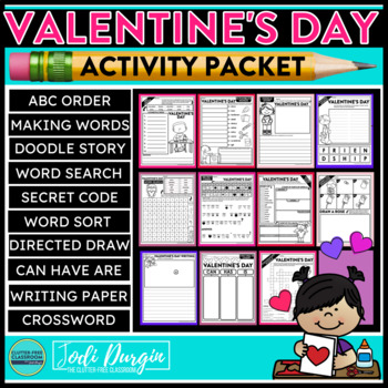 Preview of VALENTINE'S DAY ACTIVITY PACKET word search early finisher activities writing