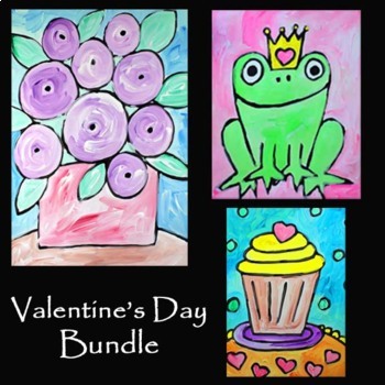 Preview of VALENTINE'S DAY BUNDLE | 3 Drawing & Painting Video Art Projects & Activities