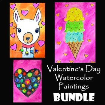 Preview of VALENTINE'S DAY BUNDLE | 3 Drawing & Painting Video Art Projects & Activities