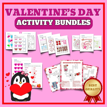 Preview of Preschool, Kindergarten, 1st, 2nd, 3rd, 4th, 5th Grade VALENTINE'S DAY BUNDLES