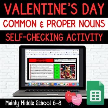 Preview of VALENTINE'S DAY COMMON & PROPER NOUNS Google Sheets Digital Mystery Picture