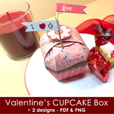 VALENTINE'S DAY CUPCAKE CANDY BOX - PDF and PNG files - In