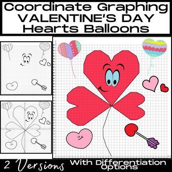 Preview of VALENTINE'S DAY Coordinate Graphing HEART BALLOONS - Plotting Ordered Pairs