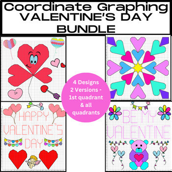 Preview of BUNDLE - VALENTINE'S DAY Coordinate Graphing Mystery Pictures-4 Designs
