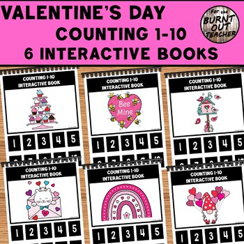 Preview of VALENTINE'S DAY Counting 1-10 Interactive Adapted Books Count Match Work Tasks