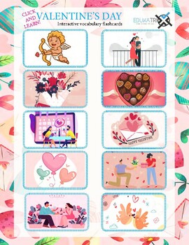 Preview of VALENTINE'S DAY - ESL INTERACTIVE VOCABULARY FLASH CARDS