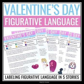 Preview of Valentine's Day Figurative Language Stories Assignments - Literary Devices