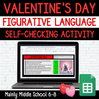 Preview of VALENTINE'S DAY FIGURATIVE LANGUAGE Google Sheets Digital Mystery Picture