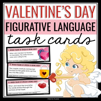 Preview of Valentine's Day Figurative Language Activity - Literary Devices Task Cards