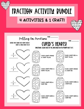 Preview of VALENTINE'S DAY FRACTION ACTIVITY BUNDLE