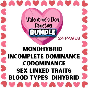 Preview of VALENTINE'S DAY GENETICS SYMBOLS PUNNETT SQUARE BUNDLE FUN: 6 Days & 24 PAGES
