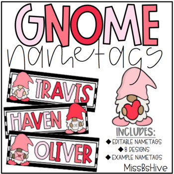 Preview of VALENTINE'S DAY GNOME NAMETAGS/ BOOKMARKS