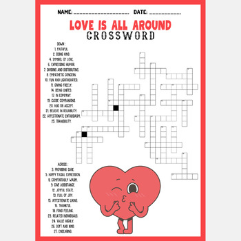 VALENTINE S DAY LOVE IS ALL AROUND crossword puzzle worksheet activity