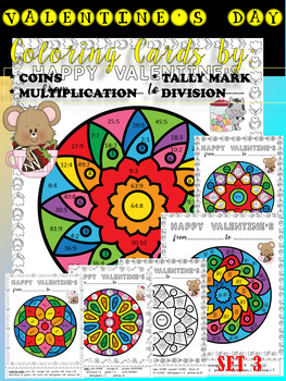 Preview of VALENTINE'S DAY -  MANDALA COLORING CARDS - COLOR BY CODE
