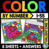 VALENTINE'S DAY MATH COLOR BY NUMBER CODE ACTIVITY FEBRUAR