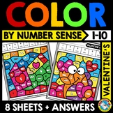 VALENTINE'S DAY MATH COLOR BY NUMBER SENSE TO 10 ACTIVITY 