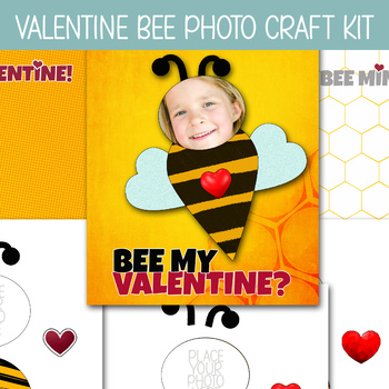 Preview of VALENTINE'S DAY PHOTO CRAFTS FOR KIDS, BEE TEMPLATE, EDUCATIONAL PRINTABLES