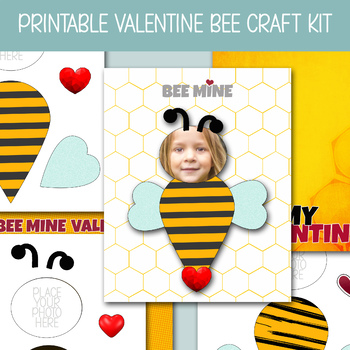 Kids Valentine Craft Printable Valentine's Day Bee Craft