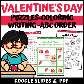 Preview of VALENTINE'S DAY: PUZZLES/ABC ORDER/WORD SEARCH/ WRITING/DIGITAL