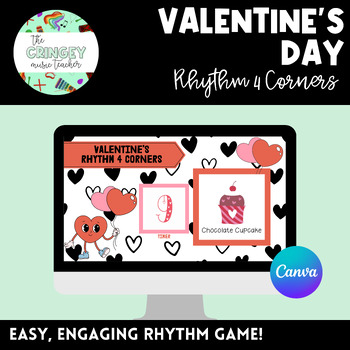 Preview of VALENTINE'S DAY RHYTHM 4 CORNERS GAME- digital game display + printable signs