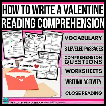 Preview of VALENTINE'S DAY Reading Comprehension Passage Questions Valentines Vocab Writing
