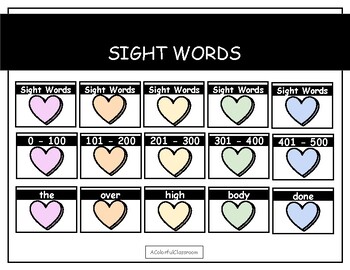 Preview of VALENTINE'S DAY SIGHT WORDS 0-500
