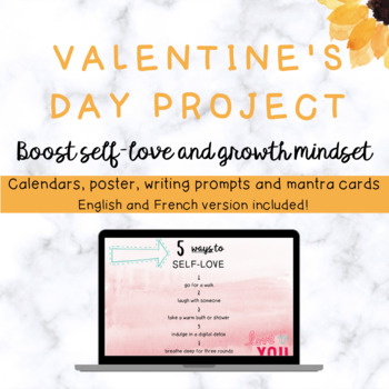 Preview of VALENTINE'S DAY | Self-love/ Growth mindset project (English and French)