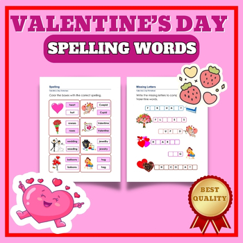 Preview of VALENTINE'S DAY Spelling Words Practice Activity worksheet