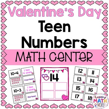 Preview of VALENTINE'S DAY TEEN NUMBERS MATH CENTERS