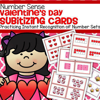 Preview of VALENTINE'S DAY Subitizing Cards - Instant Recognition Number Sense 0-10