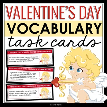 Preview of Valentine's Day Vocabulary Activity - Cupid's Dictionary Task Cards Definitions