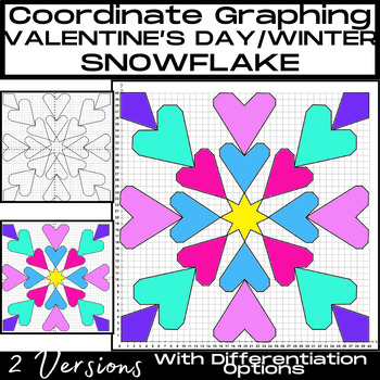 Preview of VALENTINE'S DAY/WINTER SNOWFLAKE Coordinate Graphing Picture-Plot Ordered Pairs