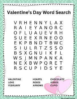 VALENTINE'S DAY WORD SEARCH | Holiday | Word Search | Activity by Mrs ...