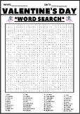 VALENTINE'S DAY WORD SEARCH Puzzle Middle School Fun Activ