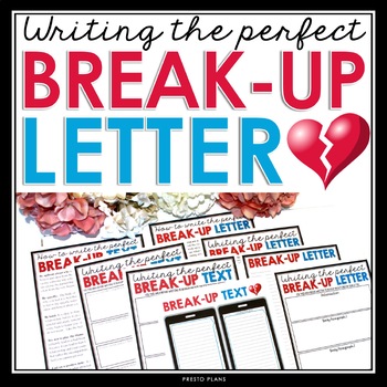 Preview of Valentine's Day Writing Assignment - Writing a Break Up Letter or Text Message