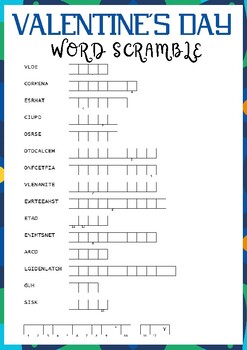 VALENTINE'S DAY word scramble puzzle worksheet activity by PUZZLES FOR ...