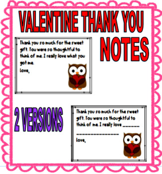 VALENTINE THANK YOU NOTES TO STUDENTS - 2 VERSIONS by Texas Teacher Besties