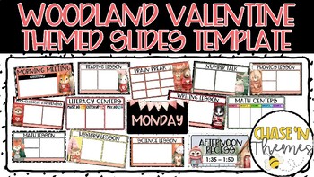 Preview of VALENTINE THEMED DAILY & WEEKLY SLIDES TEMPLATE - WOODLAND VALENTINE