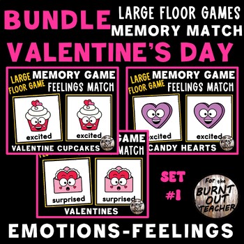 Preview of VALENTINES BUNDLE LARGE FLOOR MATCH GAME FEELINGS EMOTIONS SEL SOCIAL EMOTIONAL
