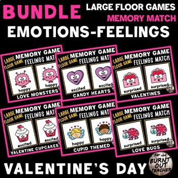 Preview of VALENTINES BUNDLE LARGE FLOOR MATCH GAME FEELINGS EMOTIONS SEL SOCIAL EMOTIONAL