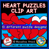 VALENTINES DAY CLIPART RED BROKEN HEART 2 PIECE PUZZLE TEM