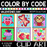 VALENTINES DAY Color by Number or Code Clip Art
