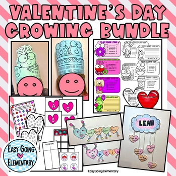Preview of VALENTINES DAY GROWING BUNDLE | Positive Parent Mail | Crafts | Crowns | Games