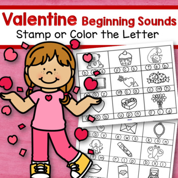 Preview of VALENTINE'S DAY Beginning Sounds Stamp or Color the Letter