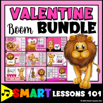 Preview of VALENTINES DAY MUSIC BOOM CARD BUNDLE Music Rhythm Note Tempo Dynamic Instrument
