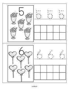 VALENTINE'S DAY TREATS Little Number Book Counting Tracing & Stamping