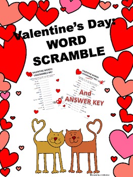 Valentine S Day Word Scramble With Answer Key By Jennifer K Tpt